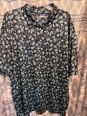 Hogan Black Polo with Mint Leaf Print